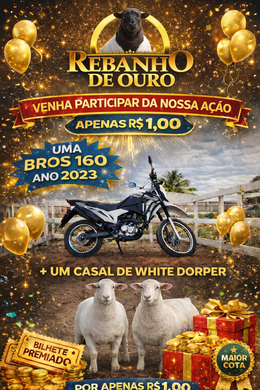 Mudança de vida uma Bros 160 ano 2023 mais um casal de White Dorper P.O